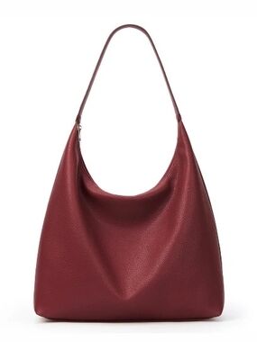 Minimalist Leather Hobo Bag in Deep Burgundy
